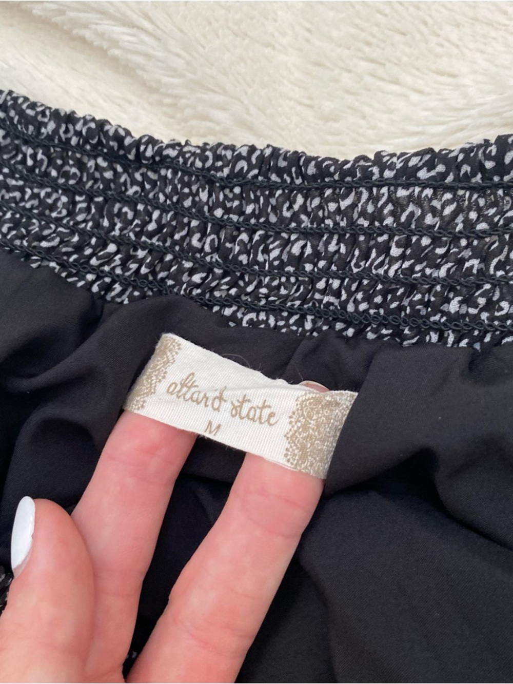 Altar'd State ruffle tiered mini skirt cheetah/dotted black white Sz M - Picture 3 of 3